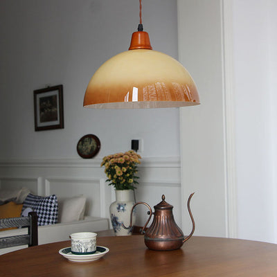 Retro Amber Glass Farmhouse Pendant Light – Vintage Charm with Rustic Elegance