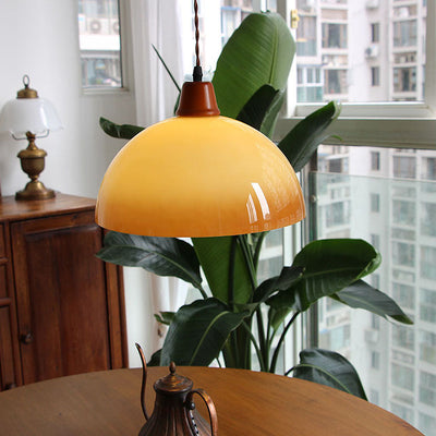 Retro Amber Glass Farmhouse Pendant Light – Vintage Charm with Rustic Elegance