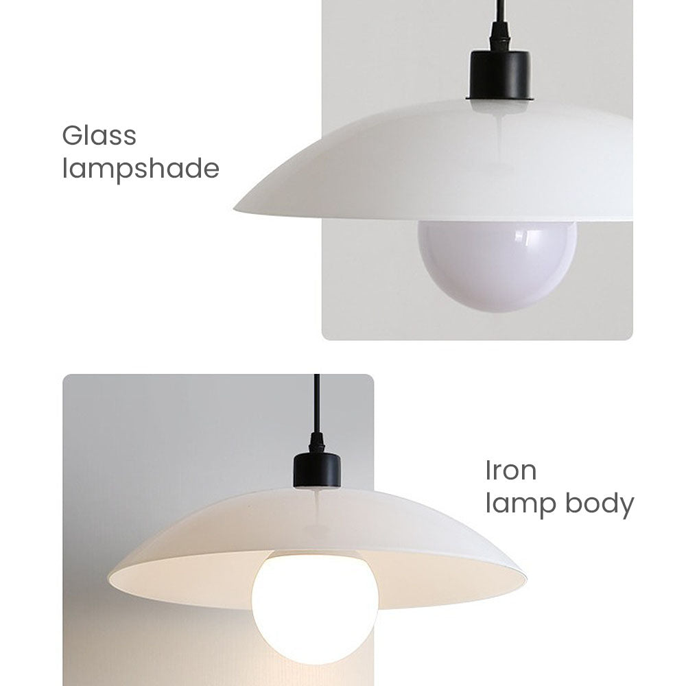 Minimalist White Disc Glass Pendant Light – Elegant Modern Lighting