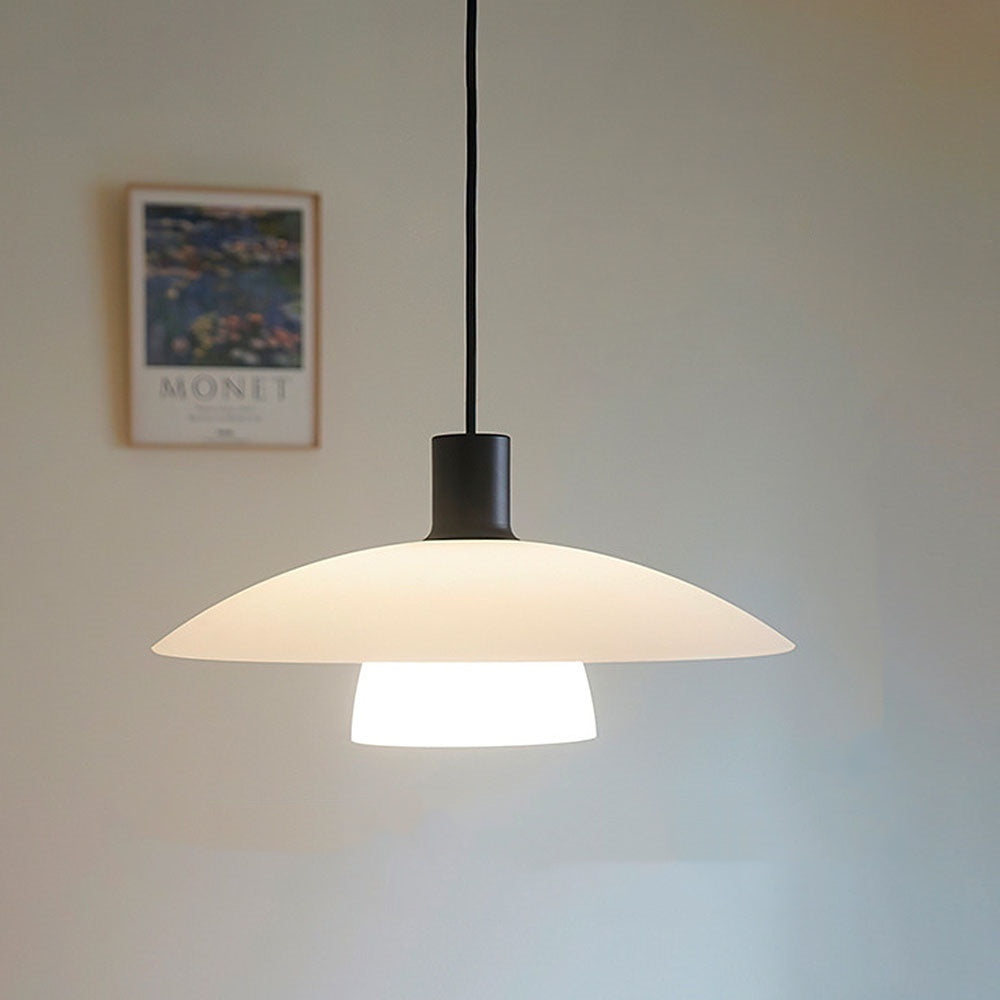 Minimalist White Disc Glass Pendant Light – Elegant Modern Lighting