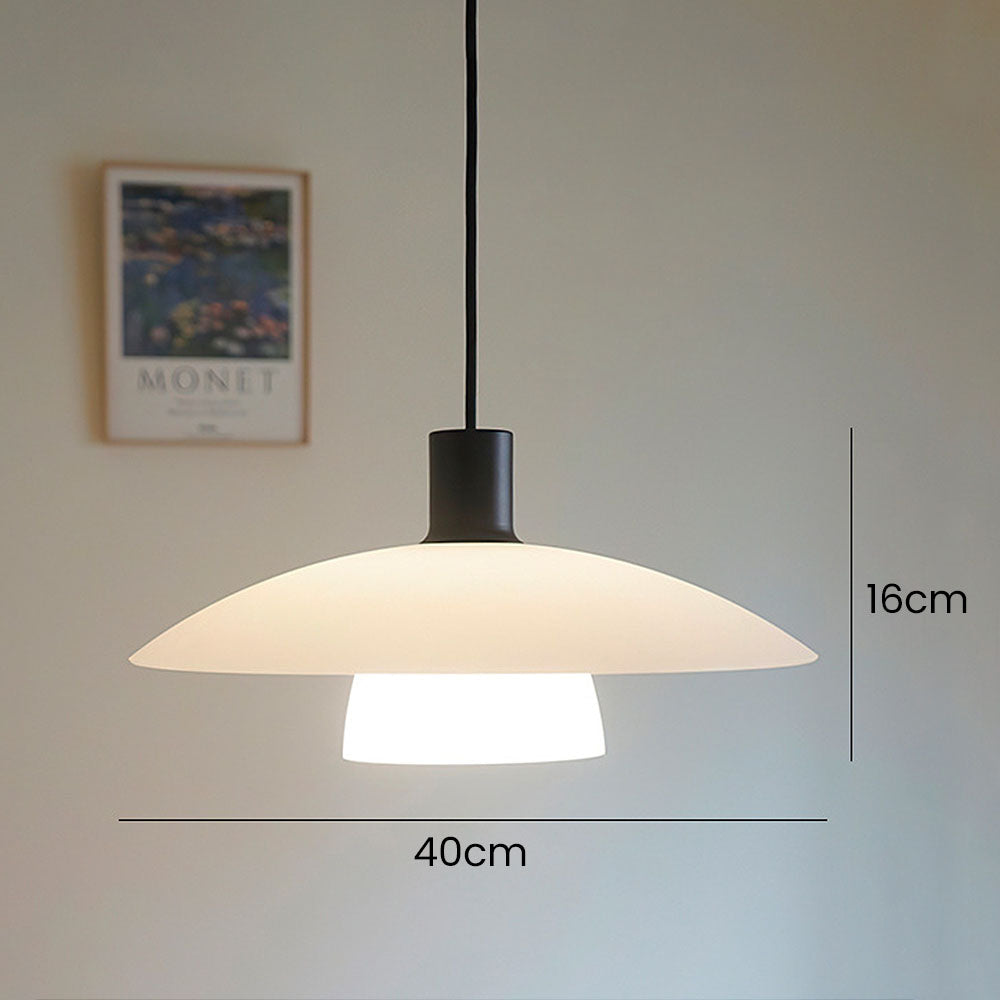 Minimalist White Disc Glass Pendant Light – Elegant Modern Lighting