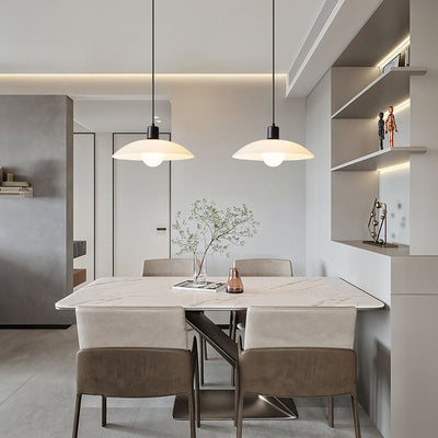 Minimalist White Disc Glass Pendant Light – Elegant Modern Lighting