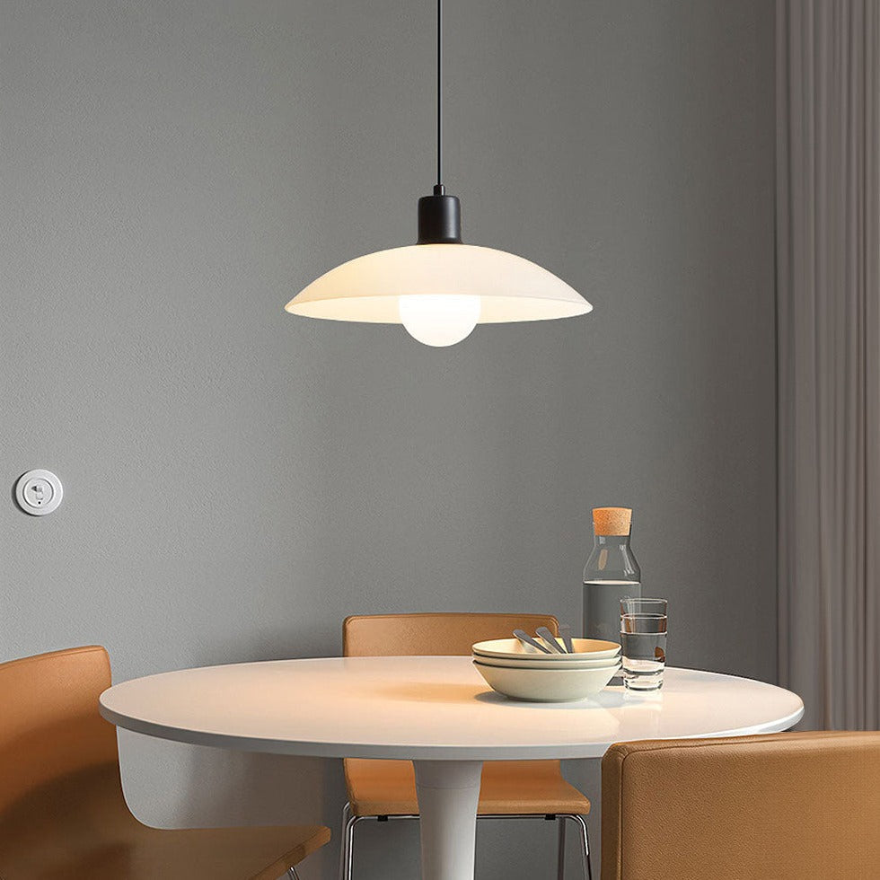 Minimalist White Disc Glass Pendant Light – Elegant Modern Lighting