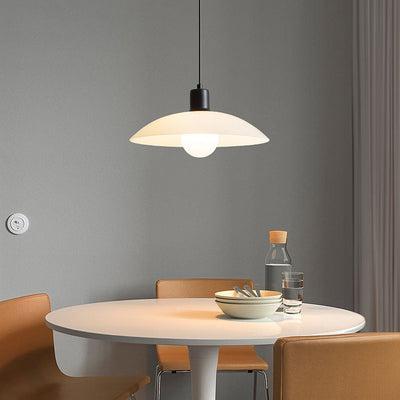 Minimalist White Disc Glass Pendant Light – Elegant Modern Lighting