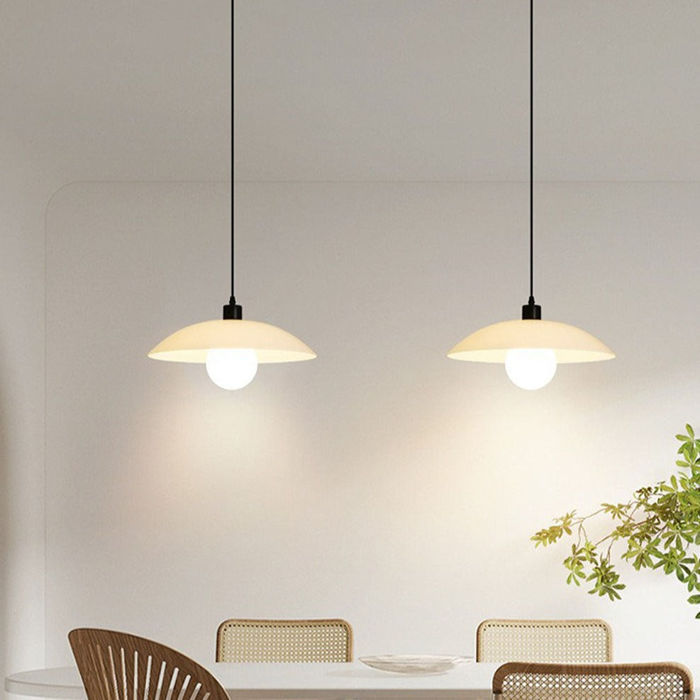 Minimalist White Disc Glass Pendant Light – Elegant Modern Lighting