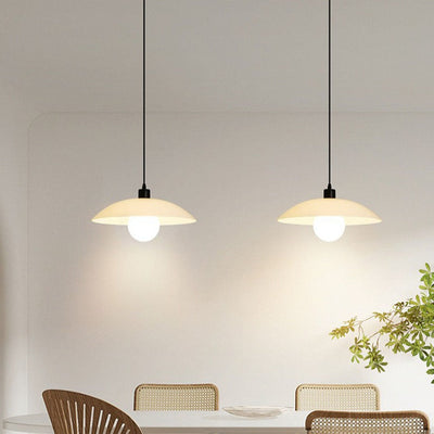 Minimalist White Disc Glass Pendant Light – Elegant Modern Lighting