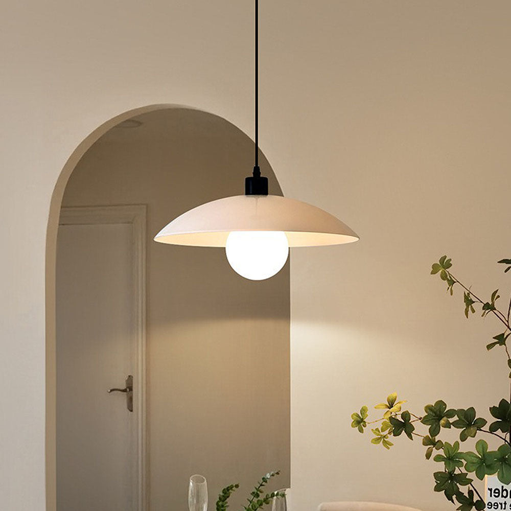 Minimalist White Disc Glass Pendant Light – Elegant Modern Lighting
