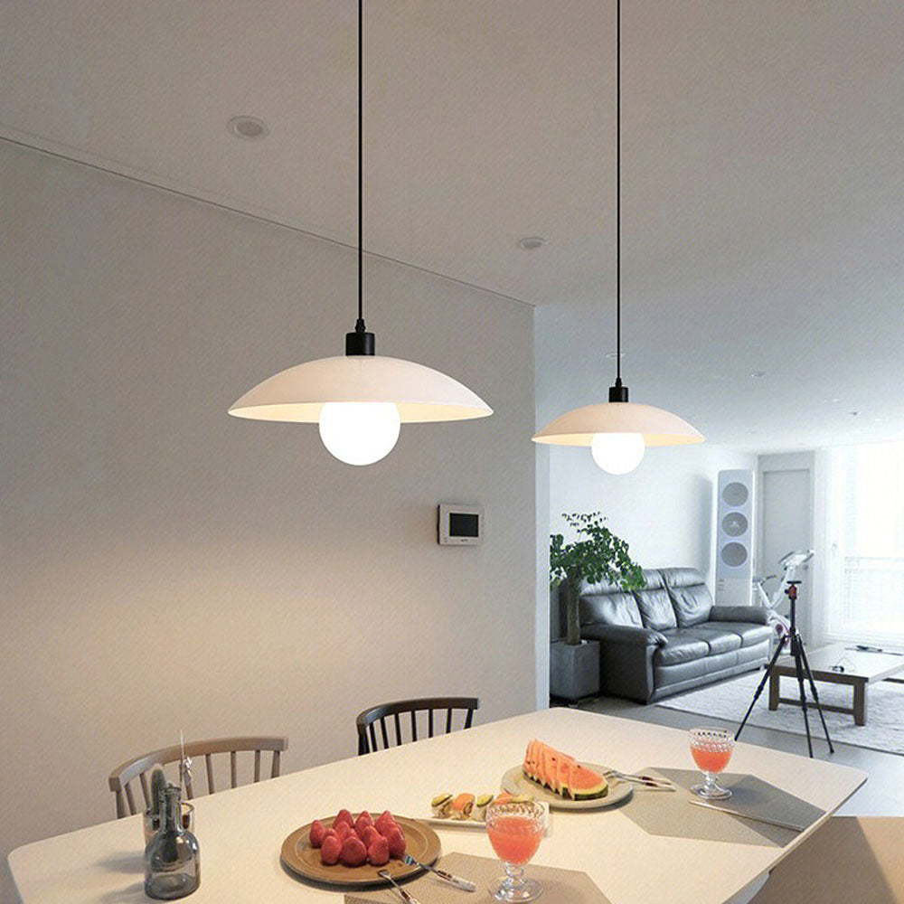 Minimalist White Disc Glass Pendant Light – Elegant Modern Lighting