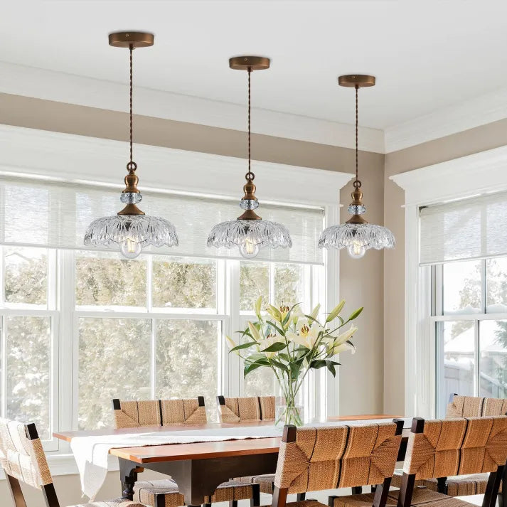 Mid-Century Glass Pendant Light – Elegant Retro Hanging Lamp for Kitchen Islands