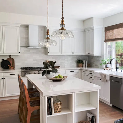 Mid-Century Glass Pendant Light – Elegant Retro Hanging Lamp for Kitchen Islands