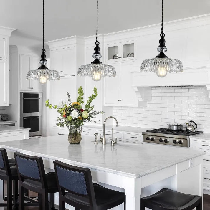 Mid-Century Glass Pendant Light – Elegant Retro Hanging Lamp for Kitchen Islands