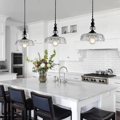 Mid-Century Glass Pendant Light – Elegant Retro Hanging Lamp for Kitchen Islands