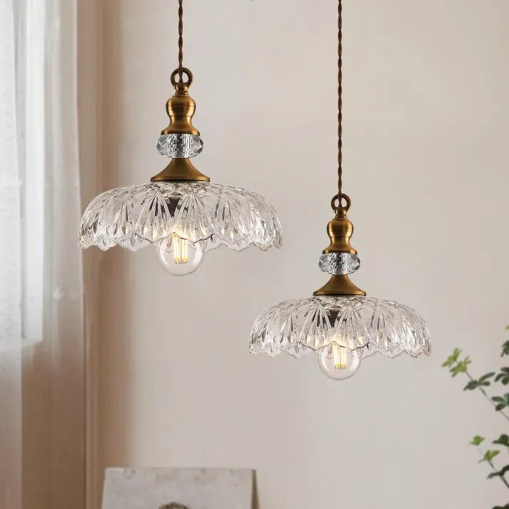 Mid-Century Glass Pendant Light – Elegant Retro Hanging Lamp for Kitchen Islands