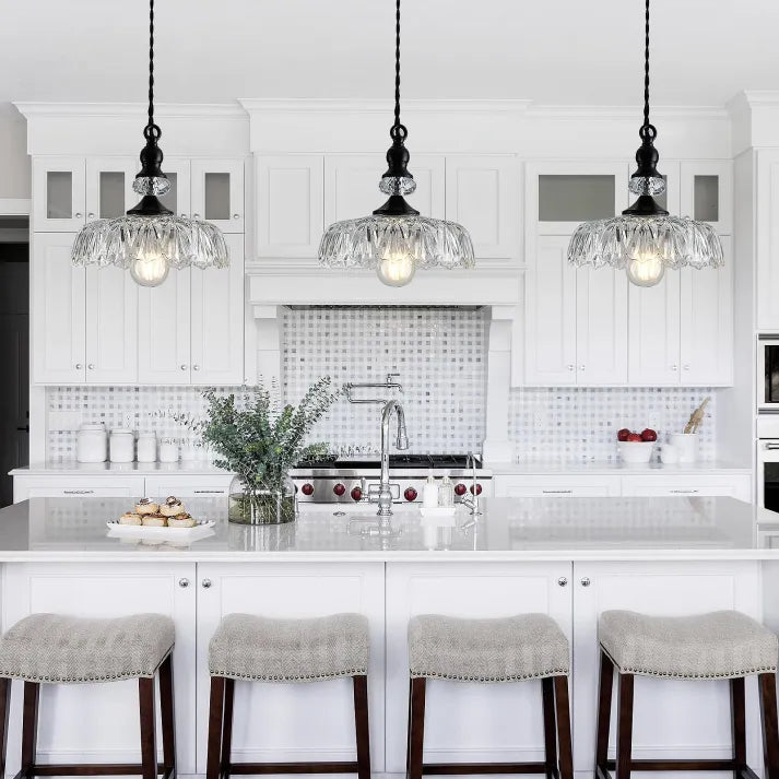 Mid-Century Glass Pendant Light – Elegant Retro Hanging Lamp for Kitchen Islands