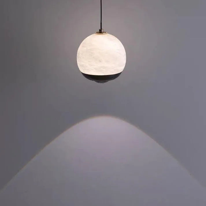 Nordic Alabaster Globe Pendant Light – Elegant Marble Hanging Lamp