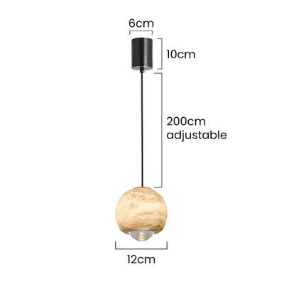 Nordic Alabaster Globe Pendant Light – Elegant Marble Hanging Lamp