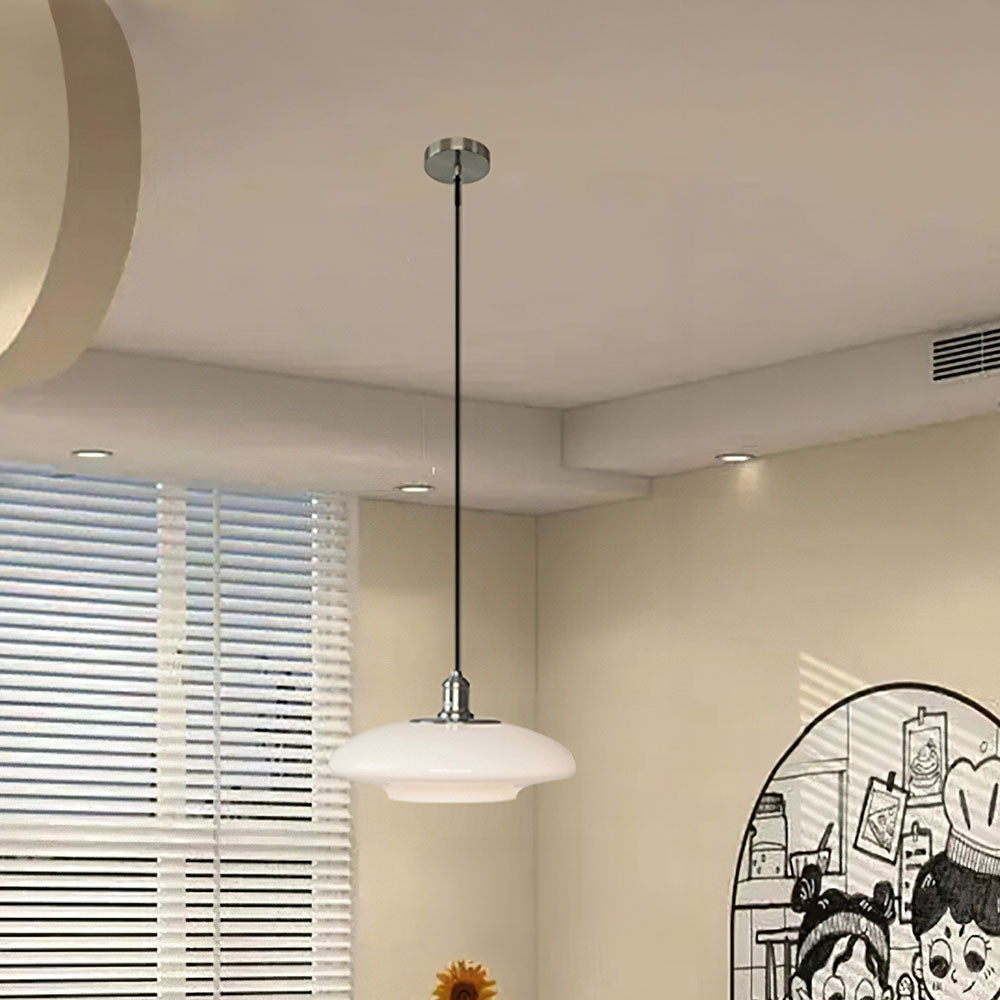 Modern White Glass Pendant Light – Minimalist Elegance for Any Space