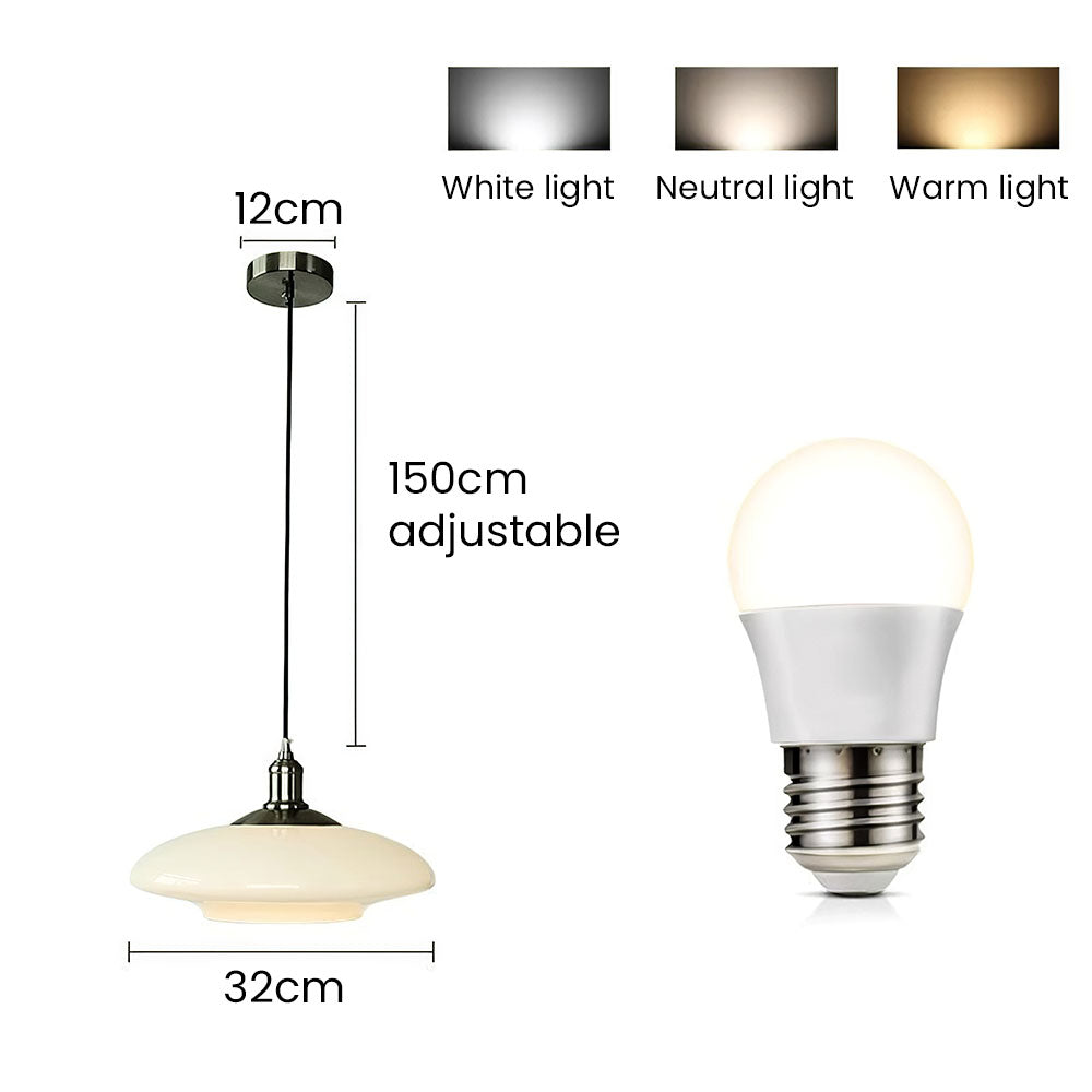 Modern White Glass Pendant Light – Minimalist Elegance for Any Space