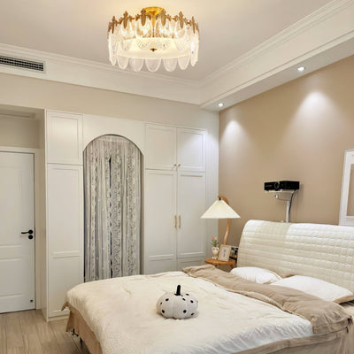 Round Glass Pattern Chandelier – Elegant Decorative Ceiling Light