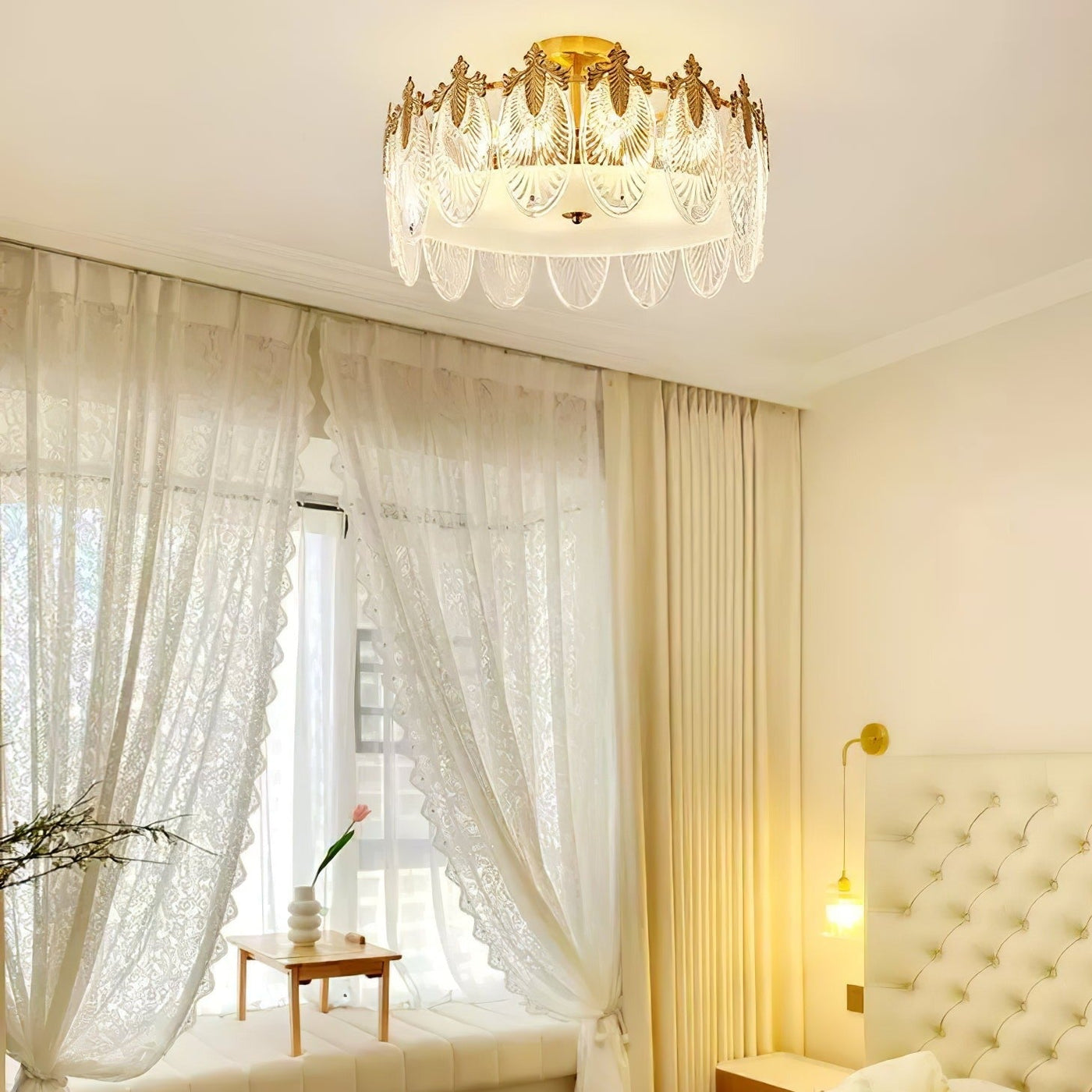 Round Glass Pattern Chandelier – Elegant Decorative Ceiling Light