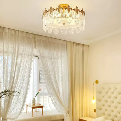 Round Glass Pattern Chandelier – Elegant Decorative Ceiling Light