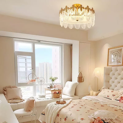 Round Glass Pattern Chandelier – Elegant Decorative Ceiling Light
