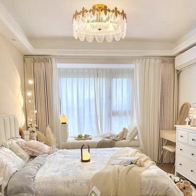 Round Glass Pattern Chandelier – Elegant Decorative Ceiling Light