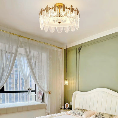 Round Glass Pattern Chandelier – Elegant Decorative Ceiling Light