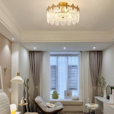Round Glass Pattern Chandelier – Elegant Decorative Ceiling Light