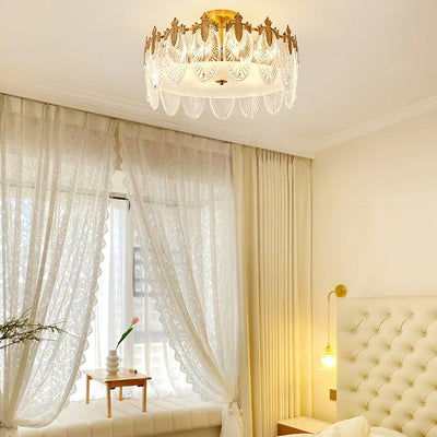 Round Glass Pattern Chandelier – Elegant Decorative Ceiling Light