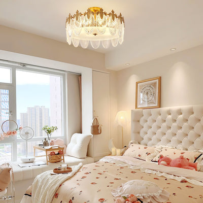 Round Glass Pattern Chandelier – Elegant Decorative Ceiling Light