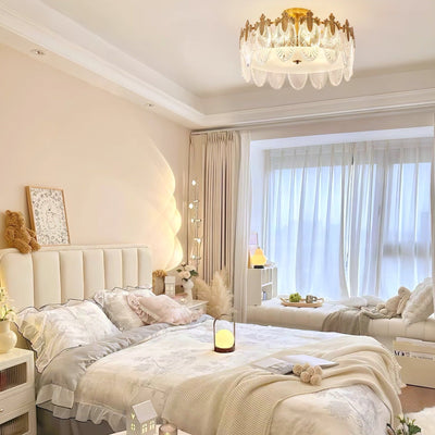 Round Glass Pattern Chandelier – Elegant Decorative Ceiling Light