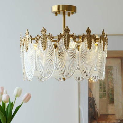 Round Glass Pattern Chandelier – Elegant Decorative Ceiling Light