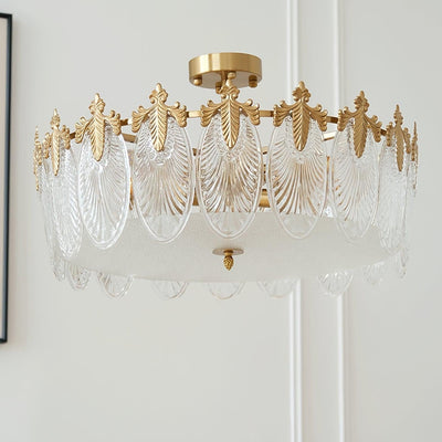 Round Glass Pattern Chandelier – Elegant Decorative Ceiling Light