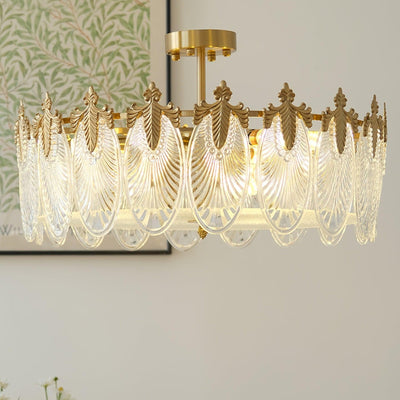 Round Glass Pattern Chandelier – Elegant Decorative Ceiling Light