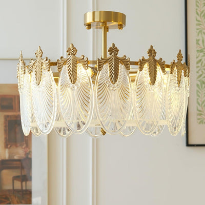 Round Glass Pattern Chandelier – Elegant Decorative Ceiling Light