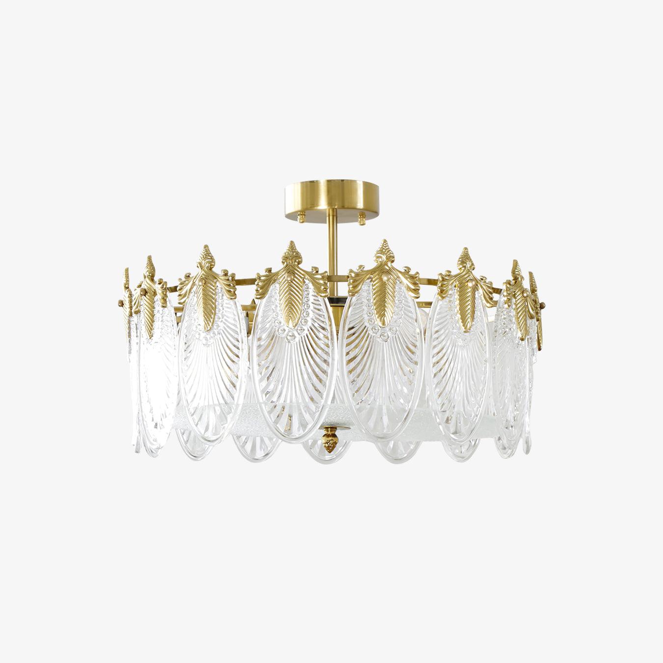 Round Glass Pattern Chandelier – Elegant Decorative Ceiling Light