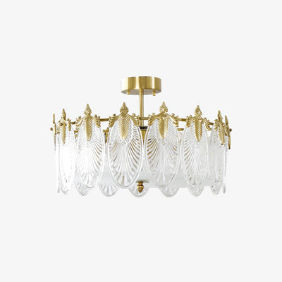 Round Glass Pattern Chandelier – Elegant Decorative Ceiling Light