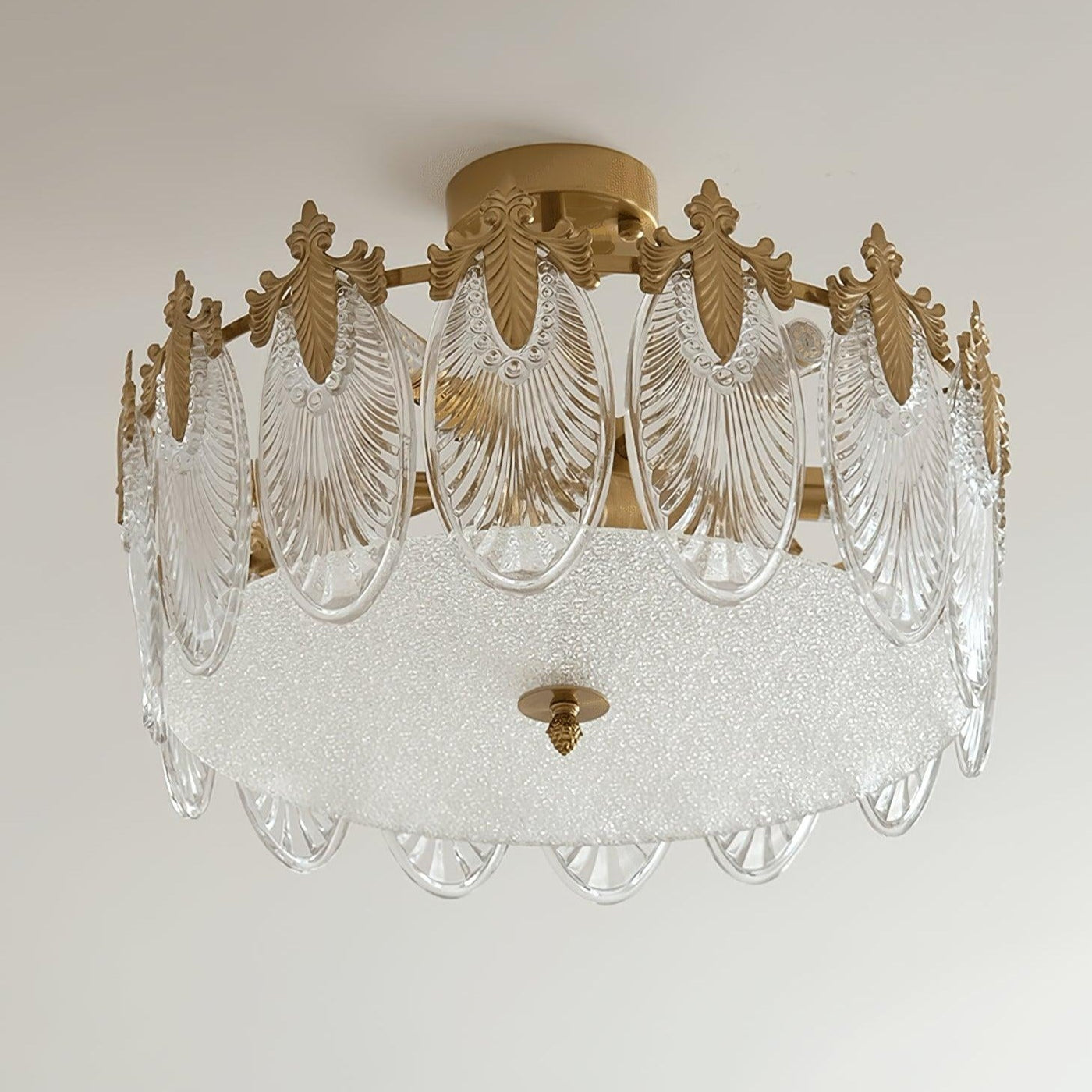 Round Glass Pattern Chandelier – Elegant Decorative Ceiling Light