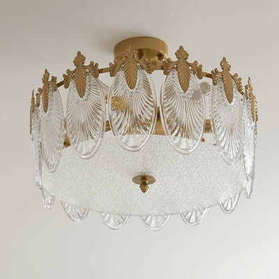 Round Glass Pattern Chandelier – Elegant Decorative Ceiling Light