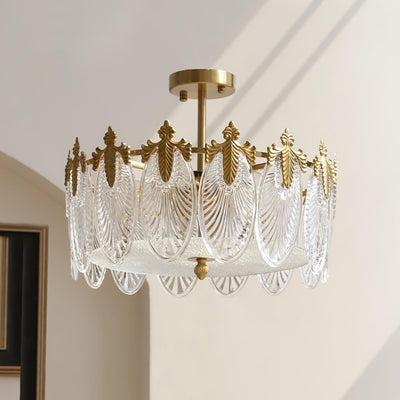 Round Glass Pattern Chandelier – Elegant Decorative Ceiling Light