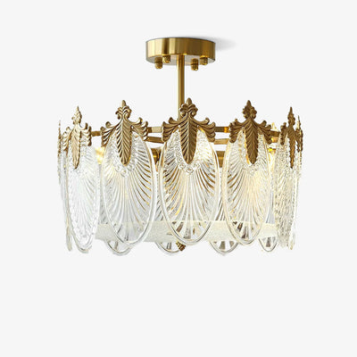 Round Glass Pattern Chandelier – Elegant Decorative Ceiling Light