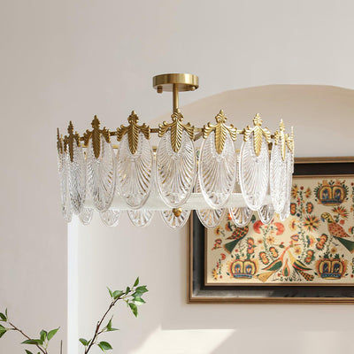 Round Glass Pattern Chandelier – Elegant Decorative Ceiling Light
