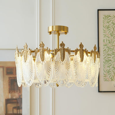 Round Glass Pattern Chandelier – Elegant Decorative Ceiling Light