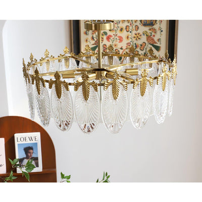 Round Glass Pattern Chandelier – Elegant Decorative Ceiling Light