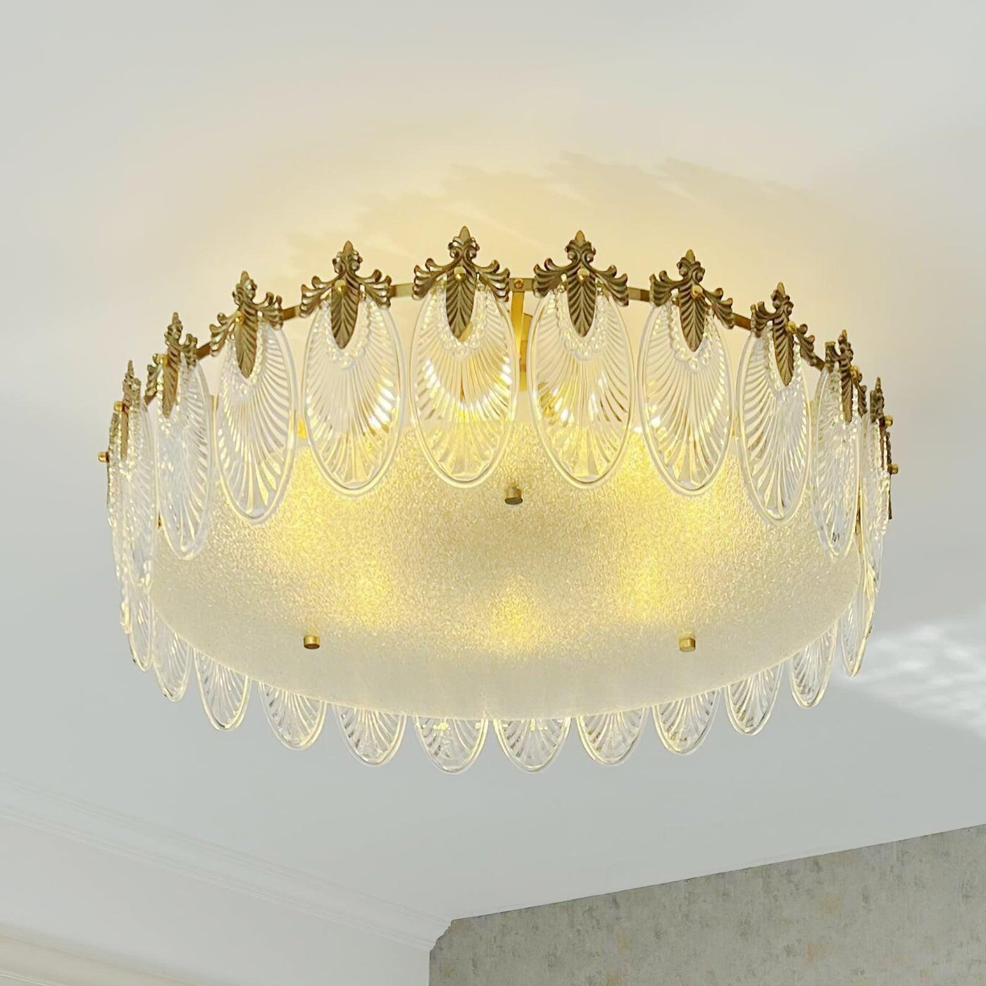 Round Glass Pattern Chandelier – Elegant Decorative Ceiling Light