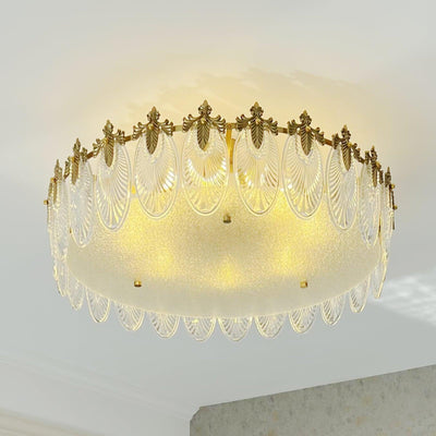 Round Glass Pattern Chandelier – Elegant Decorative Ceiling Light