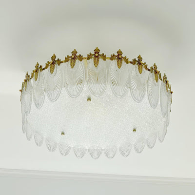 Round Glass Pattern Chandelier – Elegant Decorative Ceiling Light