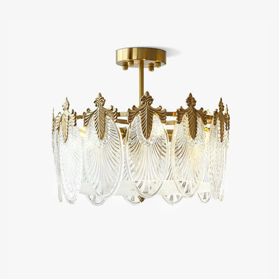 Round Glass Pattern Chandelier – Elegant Decorative Ceiling Light