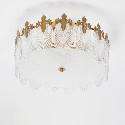 Round Glass Pattern Chandelier – Elegant Decorative Ceiling Light
